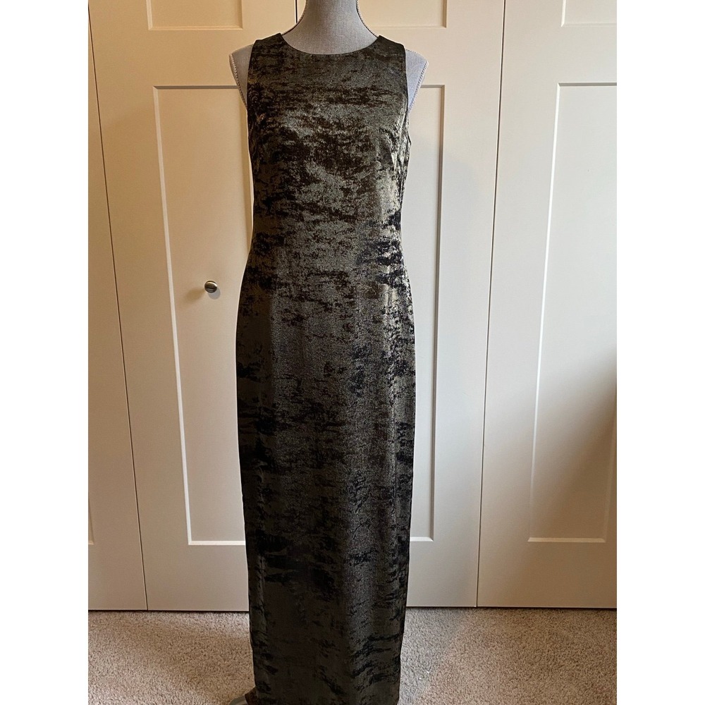 Ralph Lauren Dress Maxi Women 8 Label Deming Metallic Evening Prom LRL Velvet R2